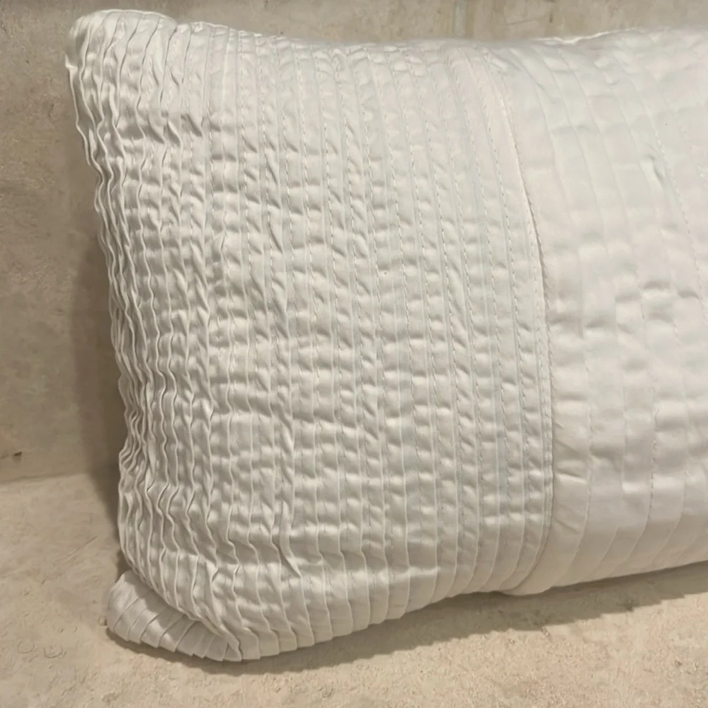 Hotel Collection White Textured Lumbar Throw Pillow 12x18